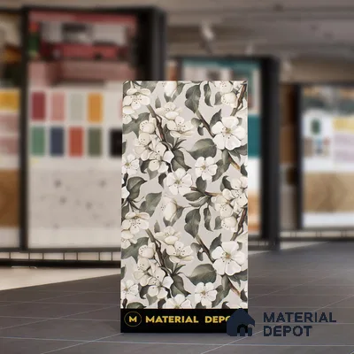 Floral Wall Tile TL 05547 Prestige Leaf Grey Decor 2 ft x 4 ft Vitrified Matte Finish - 9 mm  | Suitable for Living Room, Bedroom, Bathroom