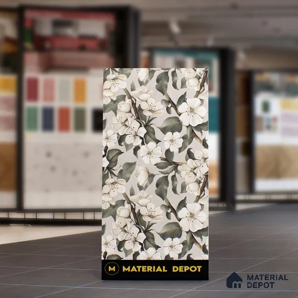 Floral Wall Tile TL 05547 Prestige Leaf Grey Decor 2 ft x 4 ft Vitrified Matte Finish - 9 mm  | Suitable for Living Room, Bedroom, Bathroom