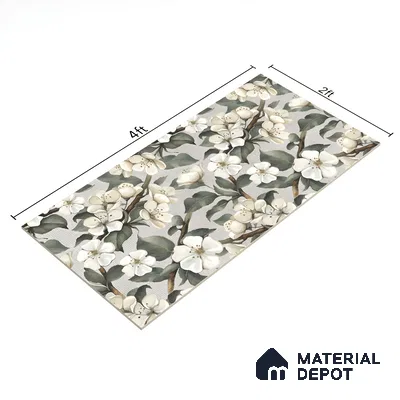 Floral Wall Tile TL 05547 Prestige Leaf Grey Decor 2 ft x 4 ft Vitrified Matte Finish - 9 mm  | Suitable for Living Room, Bedroom, Bathroom