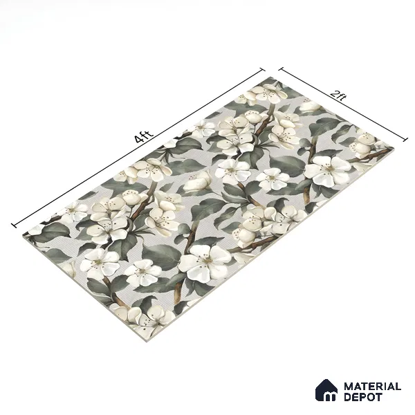 Floral Wall Tile TL 05547 Prestige Leaf Grey Decor 2 ft x 4 ft Vitrified Matte Finish - 9 mm  | Suitable for Living Room, Bedroom, Bathroom