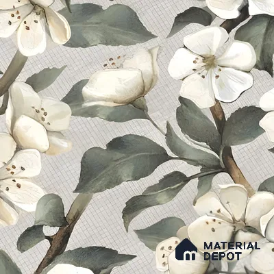 Floral Wall Tile TL 05547 Prestige Leaf Grey Decor 2 ft x 4 ft Vitrified Matte Finish - 9 mm  | Suitable for Living Room, Bedroom, Bathroom