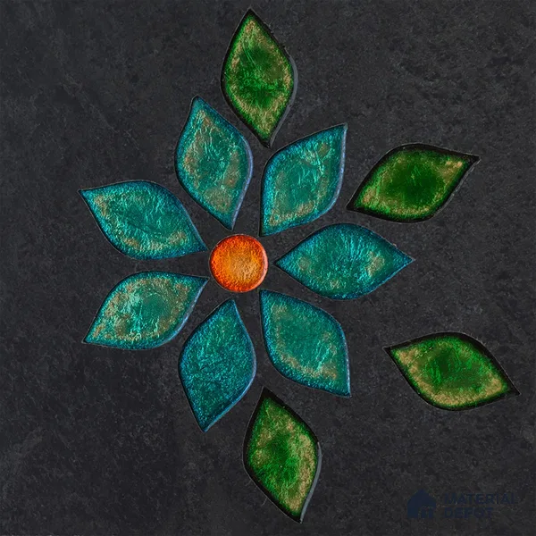Floral Wall Handmade Tile TL 05872 Lustrous Petal 197 mm x 197 mm Vitrified - 9 mm | Random Mix Patterns | Suitable For Living Room, Bedroom, Kitchen | Please Expect a Slight Variation of Pattern