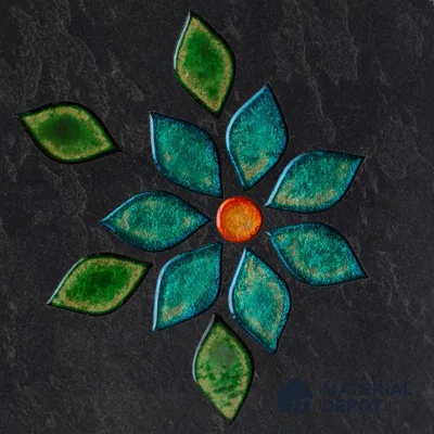 Floral Wall Handmade Tile TL 05872 Lustrous Petal 197 mm x 197 mm Vitrified - 9 mm | Random Mix Patterns | Suitable For Living Room, Bedroom, Kitchen | Please Expect a Slight Variation of Pattern