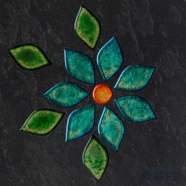 Floral Wall Handmade Tile TL 05872 Lustrous Petal 197 mm x 197 mm Vitrified - 9 mm | Random Mix Patterns | Suitable For Living Room, Bedroom, Kitchen | Please Expect a Slight Variation of Pattern