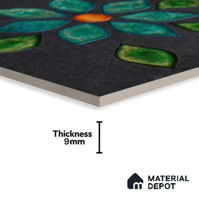 Floral Wall Handmade Tile TL 05872 Lustrous Petal 197 mm x 197 mm Vitrified - 9 mm | Random Mix Patterns | Suitable For Living Room, Bedroom, Kitchen | Please Expect a Slight Variation of Pattern