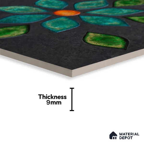 Floral Wall Handmade Tile TL 05872 Lustrous Petal 197 mm x 197 mm Vitrified - 9 mm | Random Mix Patterns | Suitable For Living Room, Bedroom, Kitchen | Please Expect a Slight Variation of Pattern