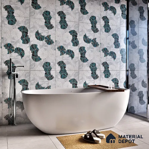 Floral Wall Tile TL 06219 Fragrant Marine Alchemy 4 ft x 2 ft Vitrified Matte Finish - 9 mm | Suitable for Bathroom, Accent/Feature Wall, Foyer