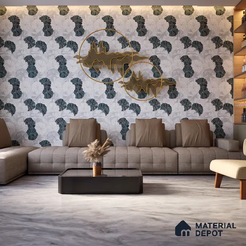 Floral Wall Tile TL 06219 Fragrant Marine Alchemy 4 ft x 2 ft Vitrified Matte Finish - 9 mm | Suitable for Bathroom, Accent/Feature Wall, Foyer