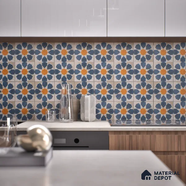 Subway Wall Handmade Tile TL 05880 Royal Blossom 148 mm x 148 mm Vitrified - 9 mm | Single Pattern | Suitable For Living Room, Bedroom, Kitchen