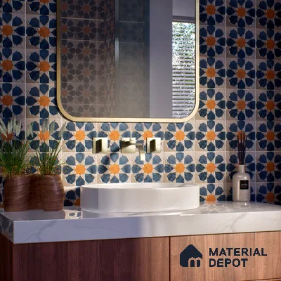 Subway Wall Handmade Tile TL 05880 Royal Blossom 148 mm x 148 mm Vitrified - 9 mm | Single Pattern | Suitable For Living Room, Bedroom, Kitchen