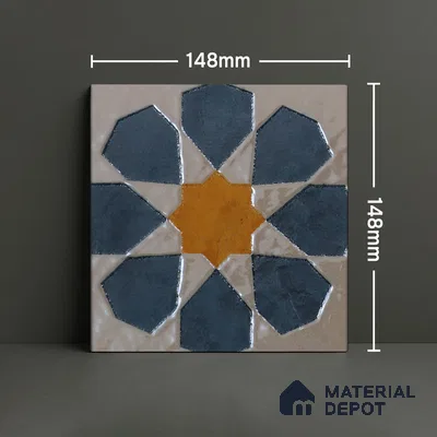 Subway Wall Handmade Tile TL 05880 Royal Blossom 148 mm x 148 mm Vitrified - 9 mm | Single Pattern | Suitable For Living Room, Bedroom, Kitchen