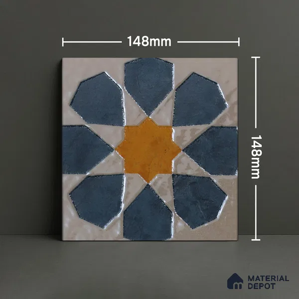 Subway Wall Handmade Tile TL 05880 Royal Blossom 148 mm x 148 mm Vitrified - 9 mm | Single Pattern | Suitable For Living Room, Bedroom, Kitchen