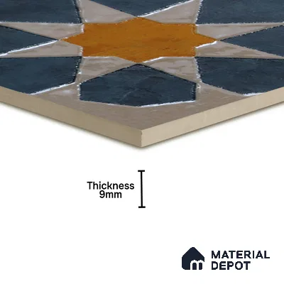 Subway Wall Handmade Tile TL 05880 Royal Blossom 148 mm x 148 mm Vitrified - 9 mm | Single Pattern | Suitable For Living Room, Bedroom, Kitchen