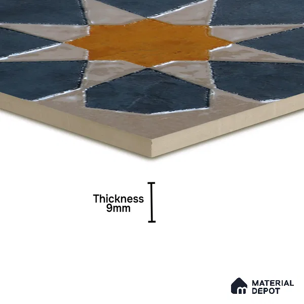 Subway Wall Handmade Tile TL 05880 Royal Blossom 148 mm x 148 mm Vitrified - 9 mm | Single Pattern | Suitable For Living Room, Bedroom, Kitchen