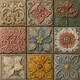 Handmade Third Fired Tumbled Tile TL 12983 Carved Rosette 97x97 mm Glazed Matte Finish Embossed On Vitrified Mexican Series Tile - 11 mm | Custom Design & Individual Designs Available Image 01