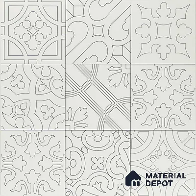 Moroccan Wall & Floor Tile TL 04163 Floriana White 2 ft x 2 ft Carving Matte Finish Vitrified Tile - 9 mm | 3 Random Design | Suitable For Kitchen, Bathroom, Dining Area | Please Expect a Slight Variation of Pattern (Sample)
