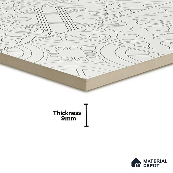 Moroccan Wall & Floor Tile TL 04163 Floriana White 2 ft x 2 ft Carving Matte Finish Vitrified Tile - 9 mm | 3 Random Design | Suitable For Kitchen, Bathroom, Dining Area | Please Expect a Slight Variation of Pattern (Sample)