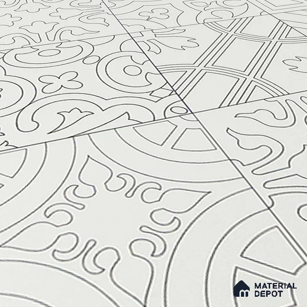 Moroccan Wall & Floor Tile TL 04163 Floriana White 2 ft x 2 ft Carving Matte Finish Vitrified Tile - 9 mm | 3 Random Design | Suitable For Kitchen, Bathroom, Dining Area | Please Expect a Slight Variation of Pattern (Sample)