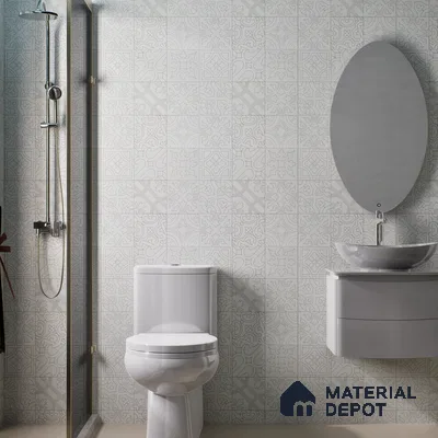 Moroccan Wall & Floor Tile TL 04163 Floriana White 2 ft x 2 ft Carving Matte Finish Vitrified Tile - 9 mm | 3 Random Design | Suitable For Kitchen, Bathroom, Dining Area | Please Expect a Slight Variation of Pattern (Sample)