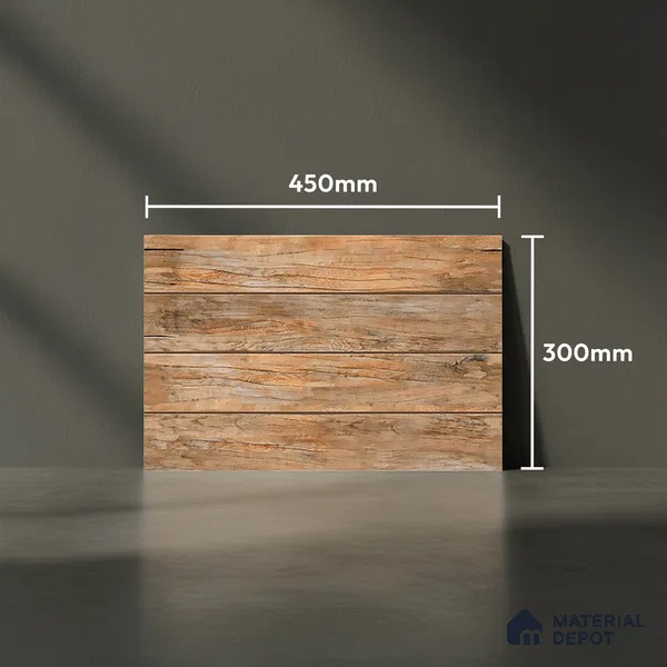 TL 01909 B Tan Brown Dark 18 x 12 inch Glossy Finish Ceramic Wall Tile - 6 mm