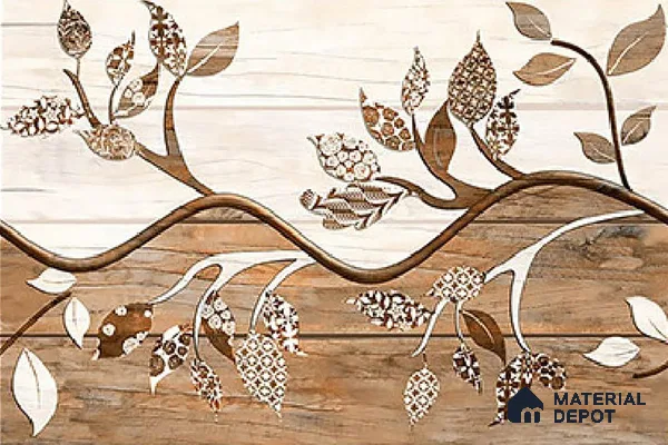 TL 01909 A Flowery Brown Highlighter 1 18 x 12 inch Glossy Finish Ceramic Wall Tile - 6 mm