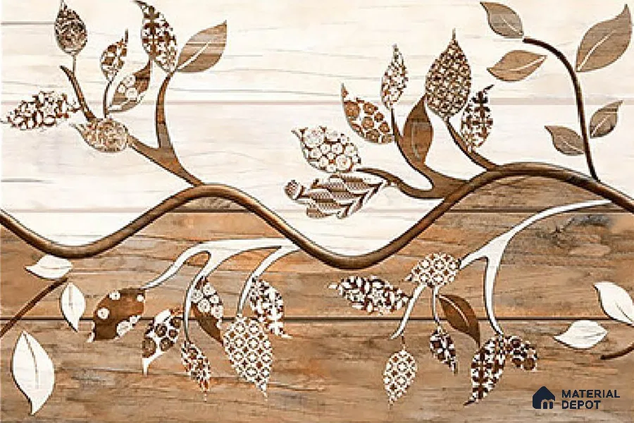 TL 01909 A Flowery Brown Highlighter 1 18 x 12 inch Glossy Finish Ceramic Wall Tile - 6 mm