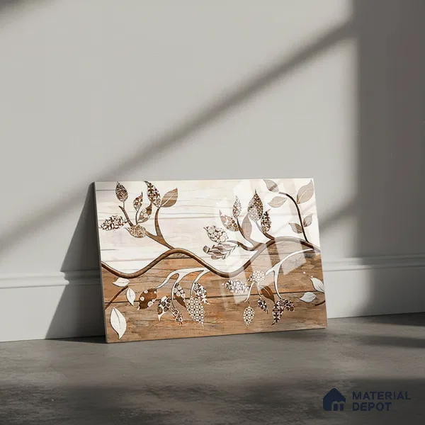 TL 01909 A Flowery Brown Highlighter 1 18 x 12 inch Glossy Finish Ceramic Wall Tile - 6 mm