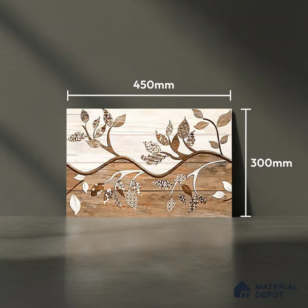 TL 01909 A Flowery Brown Highlighter 1 18 x 12 inch Glossy Finish Ceramic Wall Tile - 6 mm