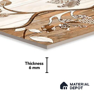 TL 01909 A Flowery Brown Highlighter 1 18 x 12 inch Glossy Finish Ceramic Wall Tile - 6 mm