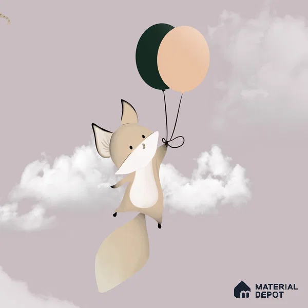 Flying Animals on Hot Air Balloons Wallpaper Design for Kids, Customised Sparkla N Shine Series Soft Feel Entertainment Design (Customised Size Wallpaper)