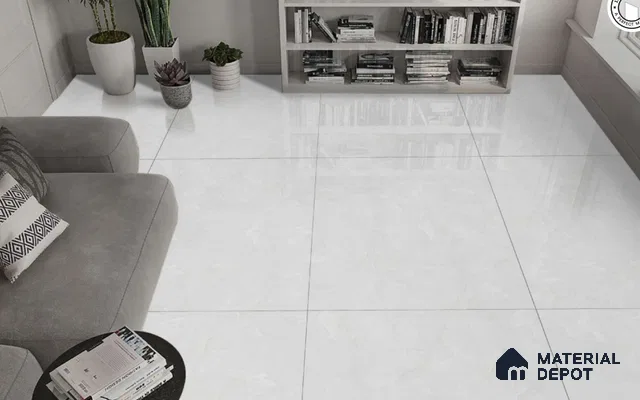 TL 02252 Smoky White 1800 x 1200 mm Polished Glossy Finish Vitrified Tile - 15 mm | Adhesive and Spacers Must be Used During Installation