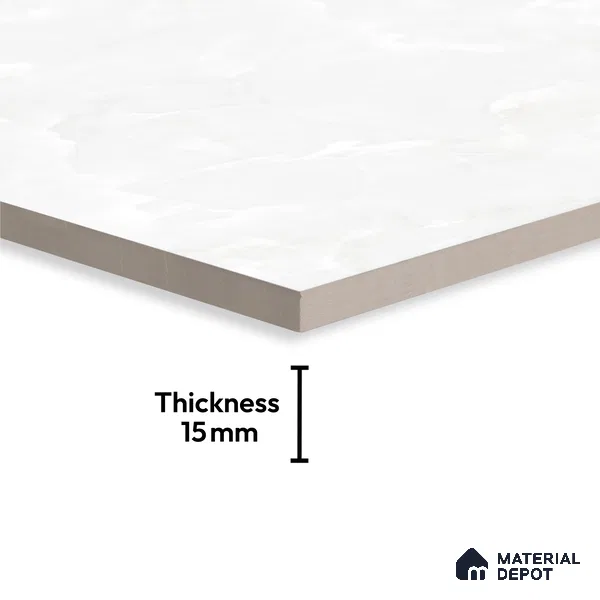 TL 02252 Smoky White 1800 x 1200 mm Polished Glossy Finish Vitrified Tile - 15 mm | Adhesive and Spacers Must be Used During Installation