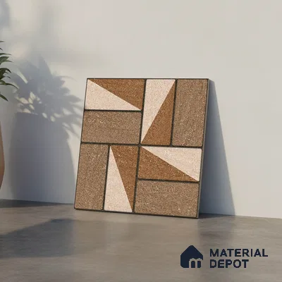 Budget Friendly Stone Look Value for Money Parking Dun Brown Floor Tile 16 x 16 inch | TL 00657 B | Vitrified Matte Finish Tile - 12 mm | Suitable For Parking, Outdoor, Balcony & Terrace | Pattern Alignment May Vary | 2-3 mm Spacer is Mandatory