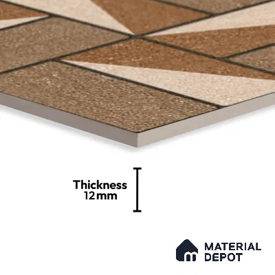 Budget Friendly Stone Look Value for Money Parking Dun Brown Floor Tile 16 x 16 inch | TL 00657 B | Vitrified Matte Finish Tile - 12 mm | Suitable For Parking, Outdoor, Balcony & Terrace | Pattern Alignment May Vary | 2-3 mm Spacer is Mandatory