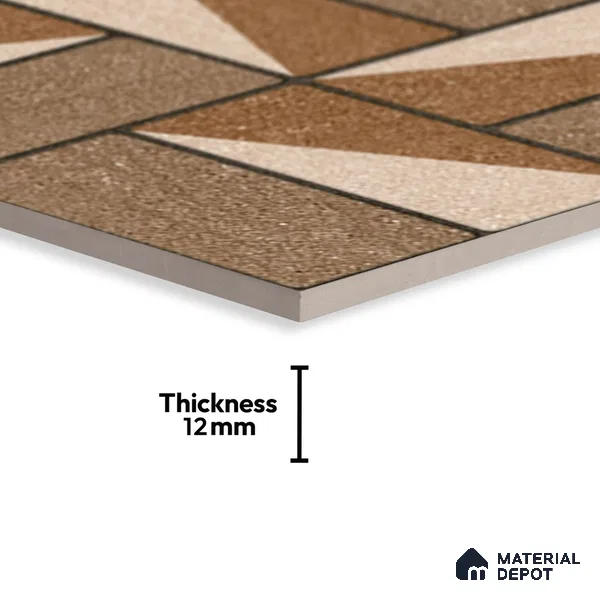 Budget Friendly Stone Look Value for Money Parking Dun Brown Floor Tile 16 x 16 inch | TL 00657 B | Vitrified Matte Finish Tile - 12 mm | Suitable For Parking, Outdoor, Balcony & Terrace | Pattern Alignment May Vary | 2-3 mm Spacer is Mandatory