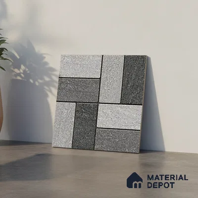 Budget Friendly Stone Look Value for Money Parking Foggy Grey Floor Tile 16 x 16 inch | TL 00657 A | Vitrified Matte Finish Tile - 12 mm | Suitable For Parking, Outdoor, Balcony & Terrace | Pattern Alignment May Vary | 2-3 mm Spacer is Mandatory