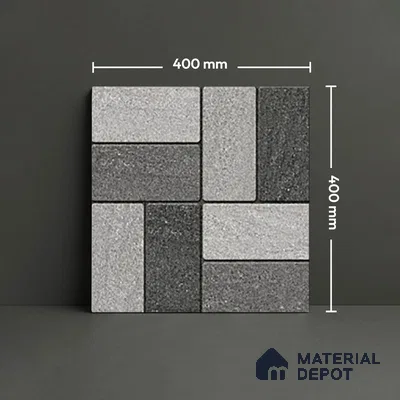 Budget Friendly Stone Look Value for Money Parking Foggy Grey Floor Tile 16 x 16 inch | TL 00657 A | Vitrified Matte Finish Tile - 12 mm | Suitable For Parking, Outdoor, Balcony & Terrace | Pattern Alignment May Vary | 2-3 mm Spacer is Mandatory