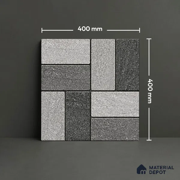 Budget Friendly Stone Look Value for Money Parking Foggy Grey Floor Tile 16 x 16 inch | TL 00657 A | Vitrified Matte Finish Tile - 12 mm | Suitable For Parking, Outdoor, Balcony & Terrace | Pattern Alignment May Vary | 2-3 mm Spacer is Mandatory