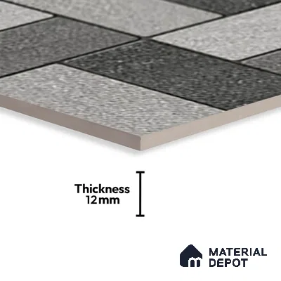 Budget Friendly Stone Look Value for Money Parking Foggy Grey Floor Tile 16 x 16 inch | TL 00657 A | Vitrified Matte Finish Tile - 12 mm | Suitable For Parking, Outdoor, Balcony & Terrace | Pattern Alignment May Vary | 2-3 mm Spacer is Mandatory