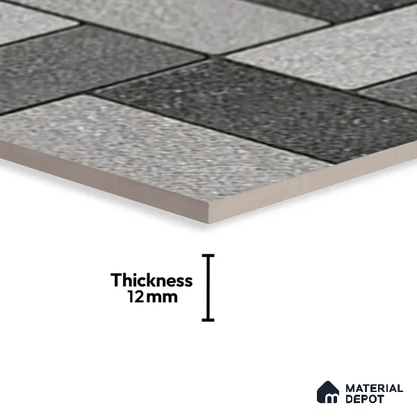 Budget Friendly Stone Look Value for Money Parking Foggy Grey Floor Tile 16 x 16 inch | TL 00657 A | Vitrified Matte Finish Tile - 12 mm | Suitable For Parking, Outdoor, Balcony & Terrace | Pattern Alignment May Vary | 2-3 mm Spacer is Mandatory