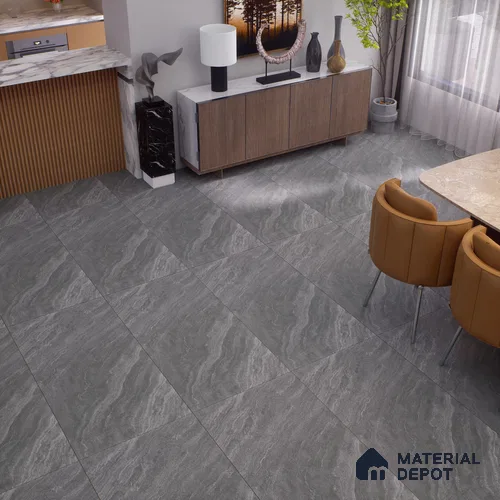 Marble Floor & Wall Tile | TL 00680 Foggy Grey 4 ft x 2 ft Matte Finish Full Body Vitrified Tile - 9 mm | Suitable For Living Room, Bedroom, Dining Area