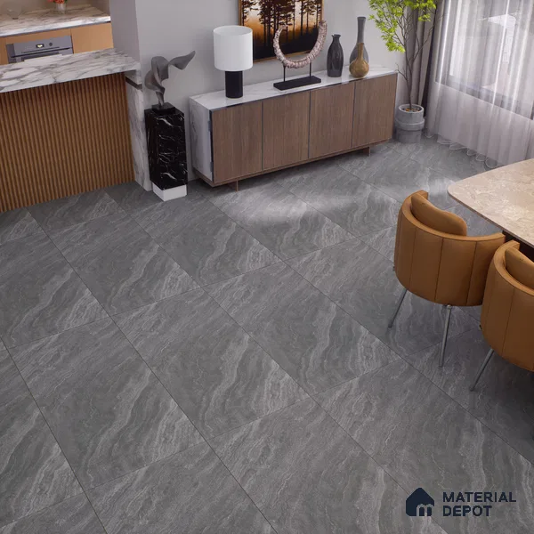 Marble Floor & Wall Tile | TL 00680 Foggy Grey 4 ft x 2 ft Matte Finish Full Body Vitrified Tile - 9 mm | Suitable For Living Room, Bedroom, Dining Area
