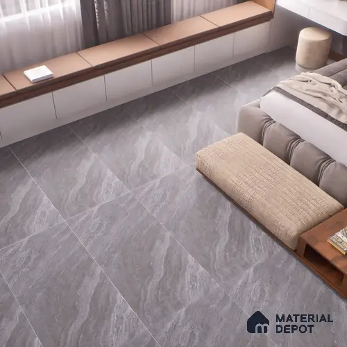 Marble Floor & Wall Tile | TL 00680 Foggy Grey 4 ft x 2 ft Matte Finish Full Body Vitrified Tile - 9 mm | Suitable For Living Room, Bedroom, Dining Area