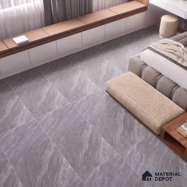 Marble Floor & Wall Tile | TL 00680 Foggy Grey 4 ft x 2 ft Matte Finish Full Body Vitrified Tile - 9 mm | Suitable For Living Room, Bedroom, Dining Area