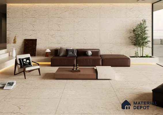 Modern Living Room with Marble-Inspired Design | Material Depot