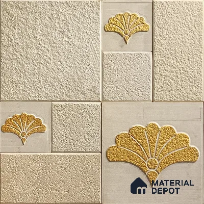 WL 00175 French Gold Cladding Natural Stone Wall Cladding | Contains Mixed Sizes of 300x300, 300x150, 150x150 mm | 1 Box = 8 Sq. Ft. Approx | Stone is a Natural Product, Please Expect Variation in Shades