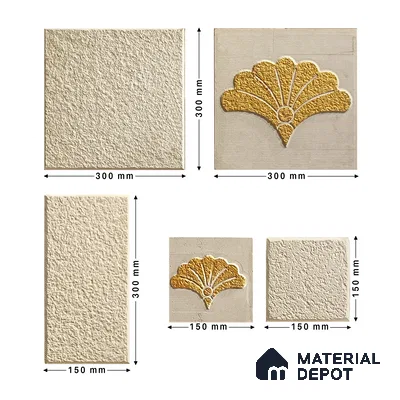 WL 00175 French Gold Cladding Natural Stone Wall Cladding | Contains Mixed Sizes of 300x300, 300x150, 150x150 mm | 1 Box = 8 Sq. Ft. Approx | Stone is a Natural Product, Please Expect Variation in Shades