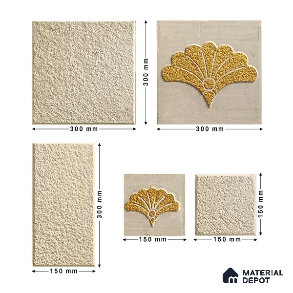 WL 00175 French Gold Cladding Natural Stone Wall Cladding | Contains Mixed Sizes of 300x300, 300x150, 150x150 mm | 1 Box = 8 Sq. Ft. Approx | Stone is a Natural Product, Please Expect Variation in Shades
