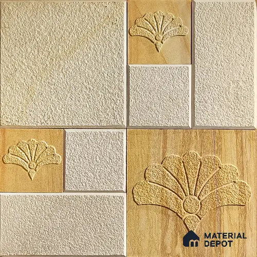 WL 00173 French Mist Cladding Natural Stone Wall Cladding | Set Contains Mixed Sizes of 300x300, 300x150, 150x150 mm | Coverage Area 8 Sq. Ft. | Stone is a Natural Product, Please Expect Variation in Shades