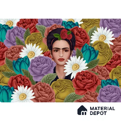 Frida Kahlo Modern Customized Floral Wallpaper - Handmade